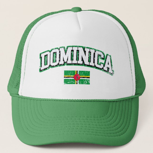Vintage Flagge Dominicas Truckerkappe (Vorderseite)