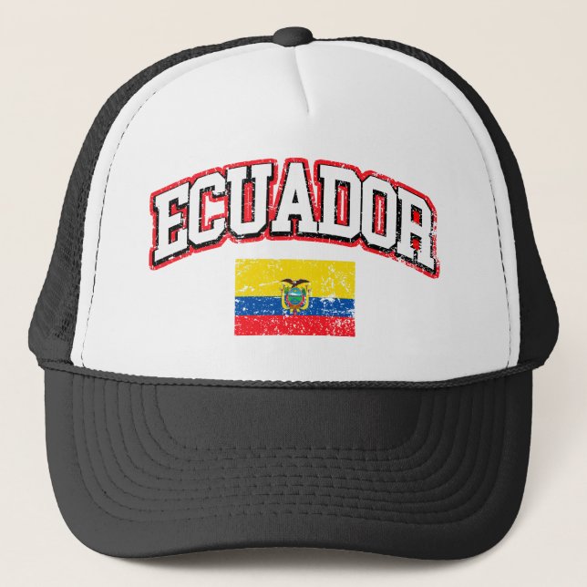 Vintage Flagge Ecuadors Truckerkappe (Vorderseite)