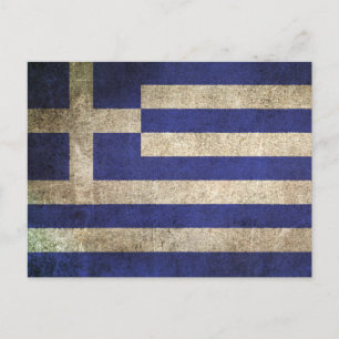 Vintage Flagge Griechenlands mit Abnutzungseffekte Postkarte