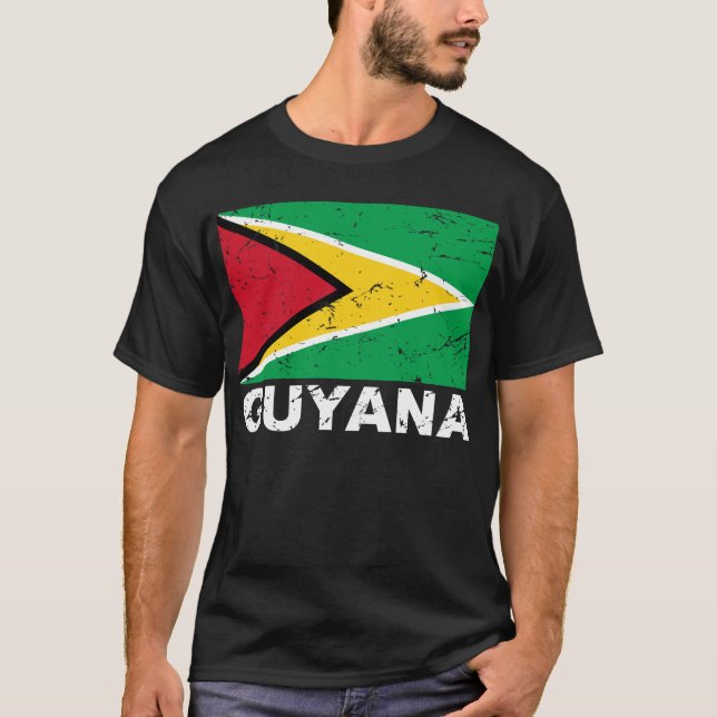 Vintage Flagge Guyanas T-Shirt (Vorderseite)