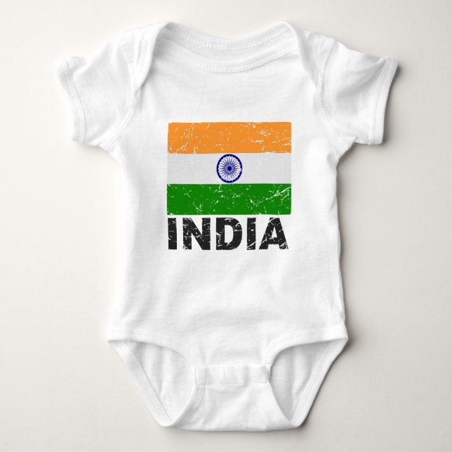 Vintage Flagge Indiens Baby Strampler (Vorderseite)