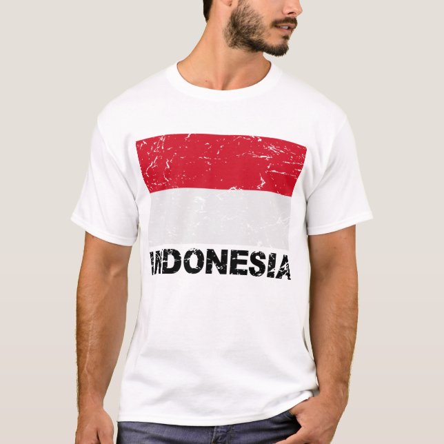 Vintage Flagge Indonesiens T-Shirt (Vorderseite)