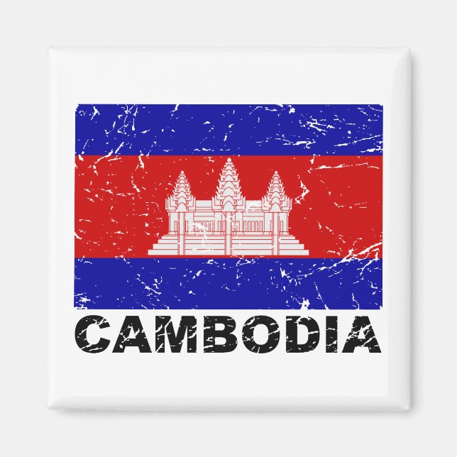 Vintage Flagge Kambodschas Magnet (Vorne)