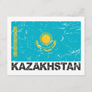 Vintage Flagge Kasachstans Postkarte