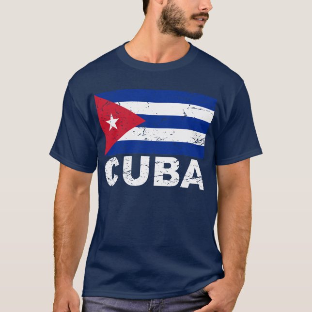 Vintage Flagge Kubas T-Shirt (Vorderseite)