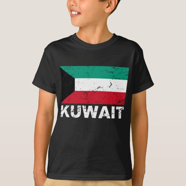 Vintage Flagge Kuwaits T-Shirt (Vorderseite)