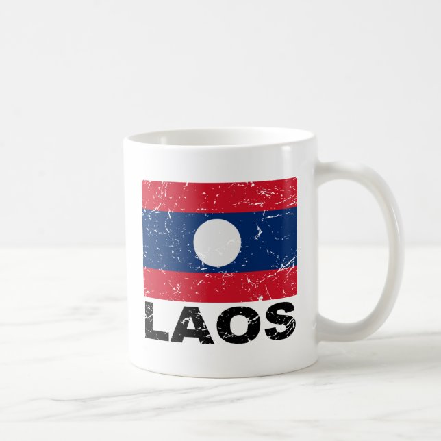 Vintage Flagge Laos Kaffeetasse (Rechts)