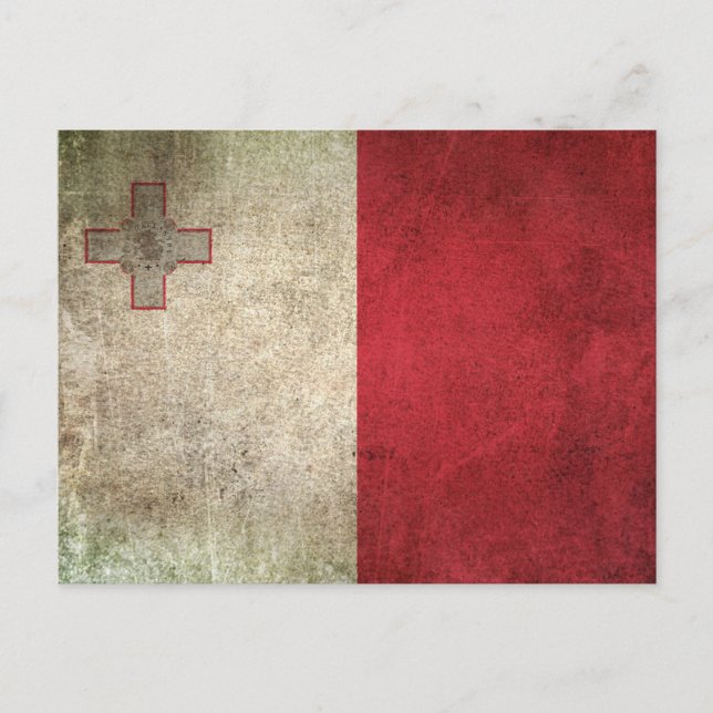 Vintage Flagge Maltas Postkarte (Vorderseite)