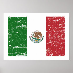 Vintage Flagge Mexikos Poster