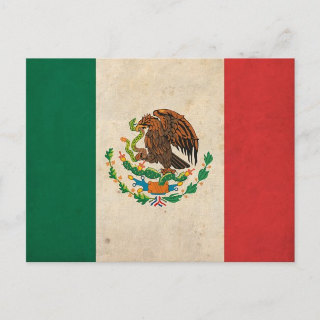 Vintage Flagge Mexikos Postkarte (Vorderseite)
