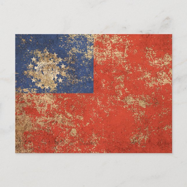 Vintage Flagge Myanmars Postkarte (Vorderseite)