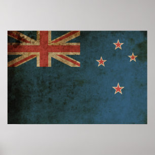 Vintage Flagge Neuseelands Poster