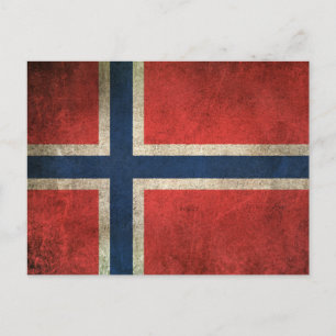 Vintage Flagge Norwegens Postkarte