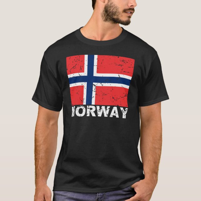 Vintage Flagge Norwegens T-Shirt (Vorderseite)