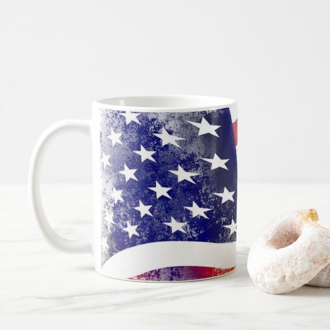 Vintage-Flagge Old Glory Kaffeetasse (Mit Donut)