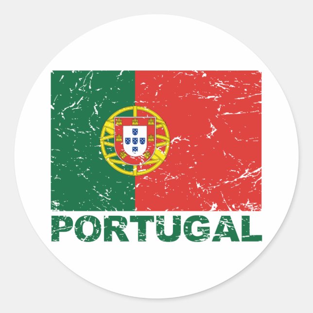 Vintage Flagge Portugals Runder Aufkleber (Vorderseite)