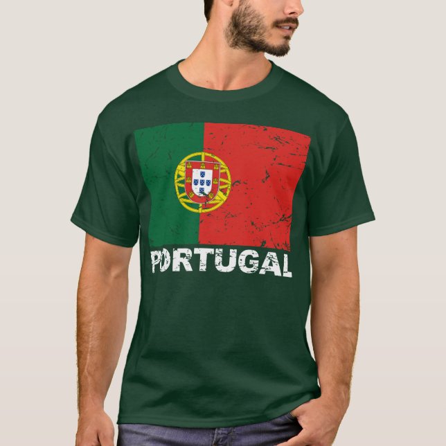 Vintage Flagge Portugals T-Shirt (Vorderseite)