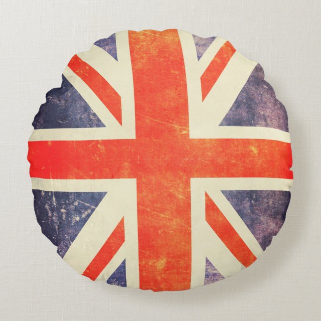 Vintage Flagge Rundes Kissen (Vorderseite)