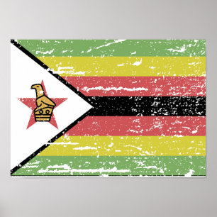 Vintage Flagge Simbabwes Poster