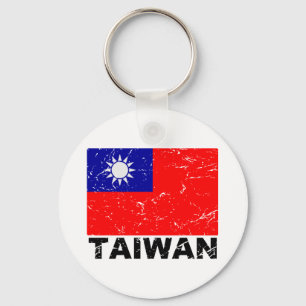 Vintage Flagge Taiwans Schlüsselanhänger