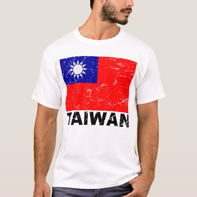 Vintage Flagge Taiwans T-Shirt (Vorderseite)