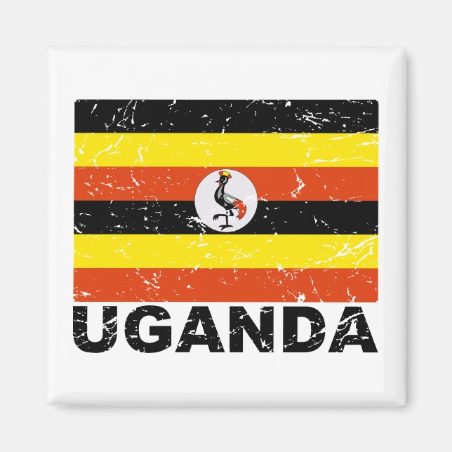 Vintage Flagge Ugandas Magnet (Vorne)