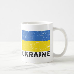 Vintage Flagge Ukraine Kaffeetasse