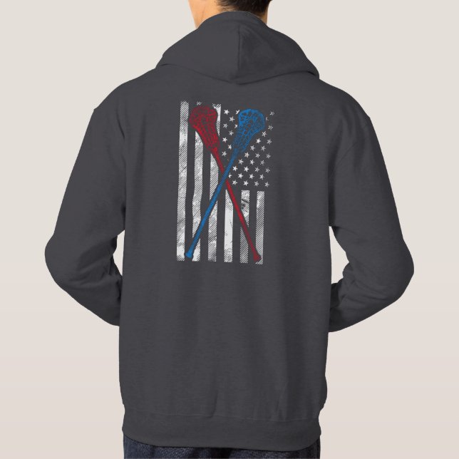 Vintage Flagge und Lacrosse Hoodie (Rückseite)