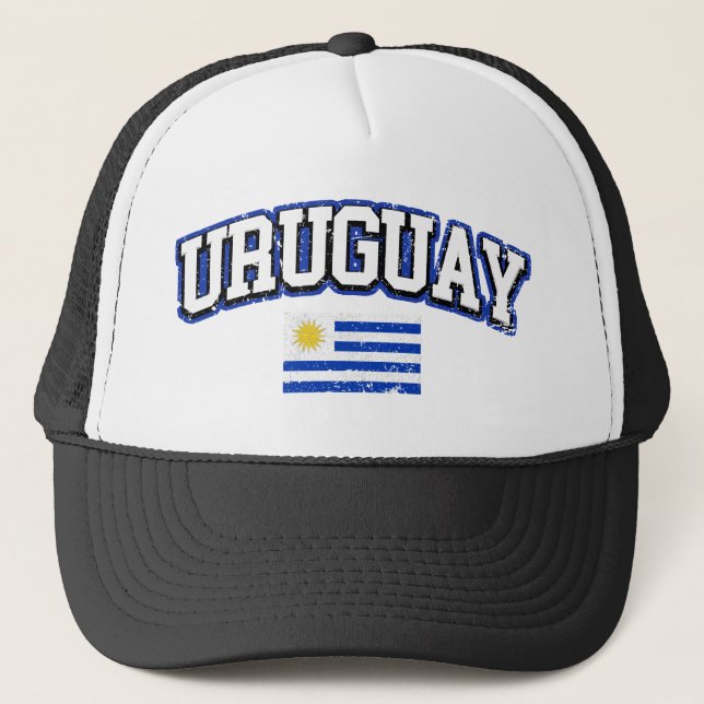 Vintage Flagge Uruguays Truckerkappe (Vorderseite)
