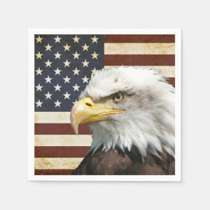 Vintage Flagge US USA mit amerikanischem Adler Serviette