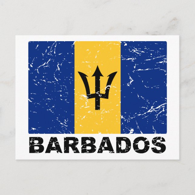 Vintage Flagge von Barbados Postkarte (Vorderseite)