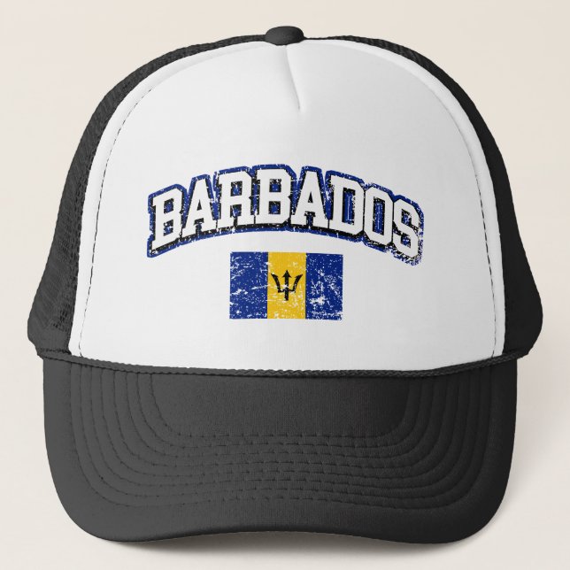 Vintage Flagge von Barbados Truckerkappe (Vorderseite)
