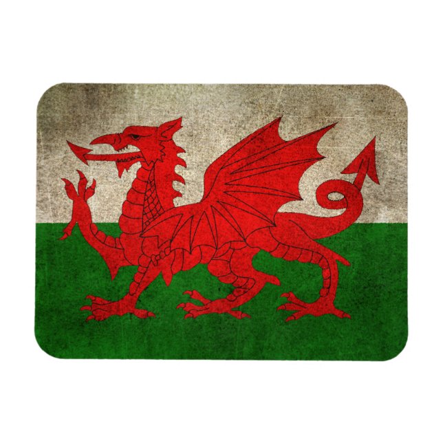 Vintage Flagge Wales Magnet (Horizontal)