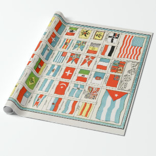 Vintage-Flaggen aller Nationen - Bildungsposter Geschenkpapier