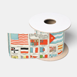 Vintage Flaggen aller Nationen - Bildungsposter Satinband