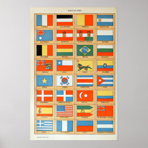 Vintage Flaggen der Welt Poster