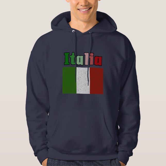 Vintage Flaggen-mit Kapuze Sweatshirt Italiens (Vorderseite)