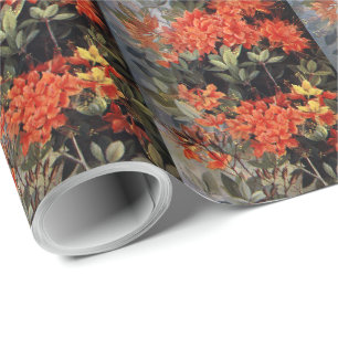 Vintage Flame Azalea Rote Blumen Floraler Garten Geschenkpapier