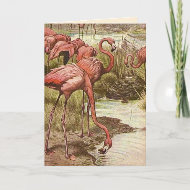 Vintage Flamingo Muttertagskarte Karte (Vorderseite)