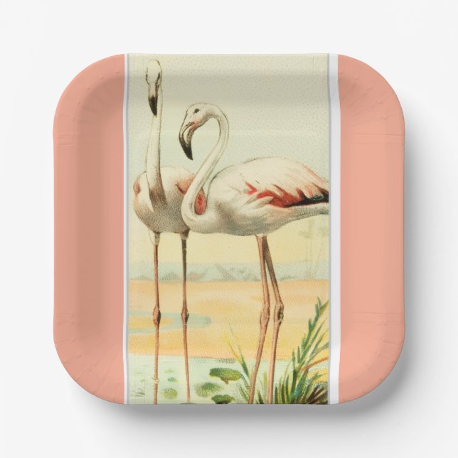 Vintage Flamingo Pappteller (Vorderseite)