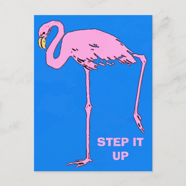 Vintage Flamingo, Text bearbeiten Postkarte (Vorderseite)