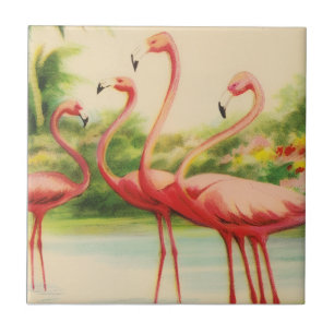 Vintage Flamingos Fliese