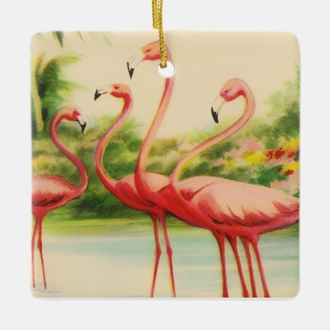 Vintage Flamingos Keramikornament (Vorderseite)