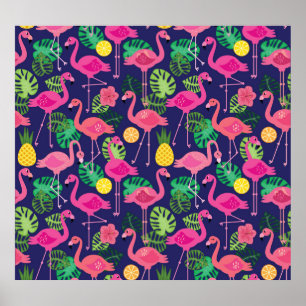 Vintage Flamingos, Sommerelemente Poster