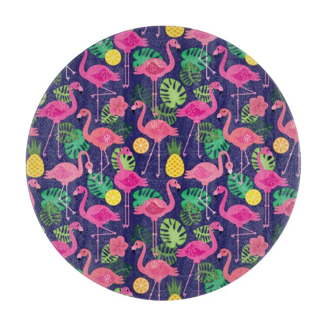 Vintage Flamingos, Sommerelemente Schneidebrett (Vorderseite)