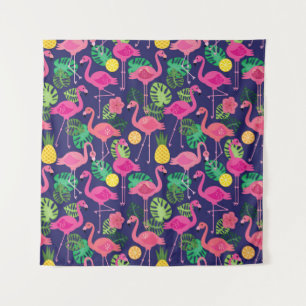 Vintage Flamingos, Sommerelemente Wandteppich