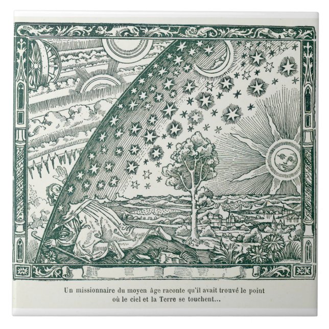 Vintage Flammarion-Illustration des Universums Fliese (Vorderseite)