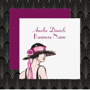 Vintage Flapper Girl Business Card der 20er Jahre Quadratische Visitenkarte