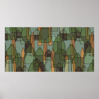 Vintage Flaschen, Gläser und Brillenmuster Poster