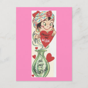 Vintage Flaschengeist Valentinstag Feiertagspostkarte
